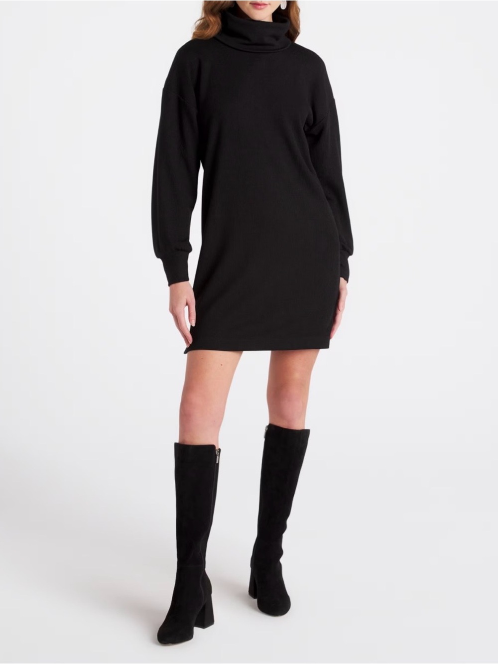 Knox Rose Black Cowl Neck Sweater Dress – Size Large